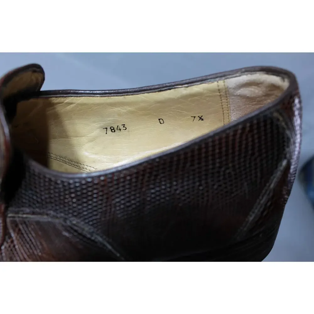 Vintage Traversi by Fratelli Exotic Lizard Leather Loafers Men's 7.5 Dress Shoes